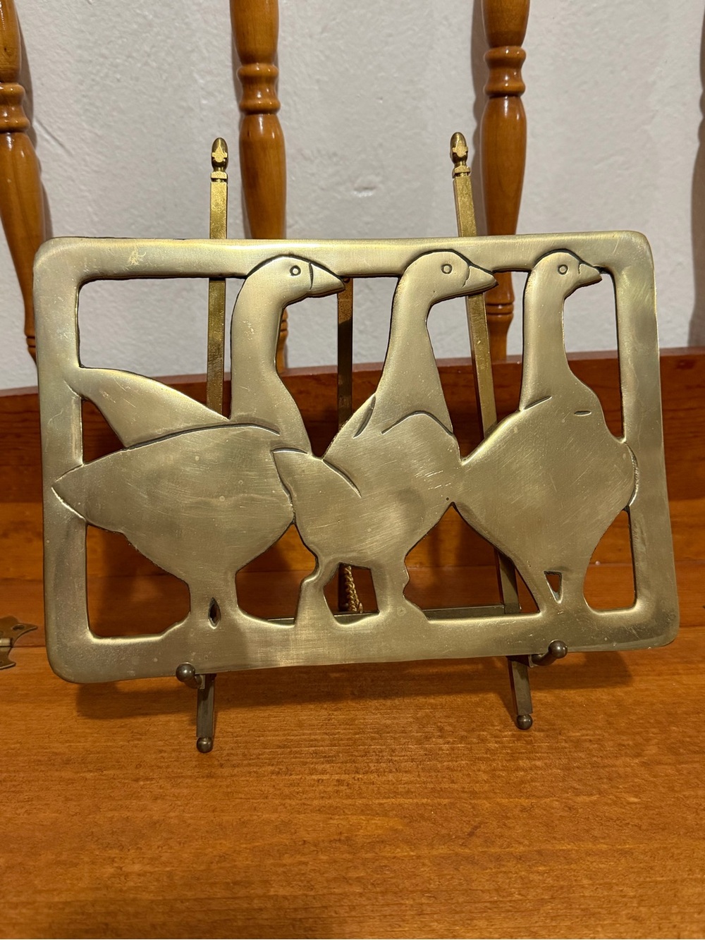 Vintage 1983 Omnibus Solid Brass Geese Trivet Goose Cottage Farmhouse